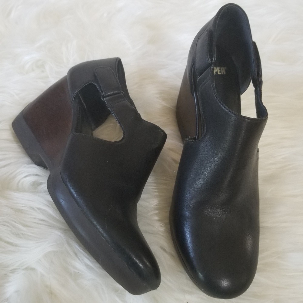 Camper Black and Brown Wedges